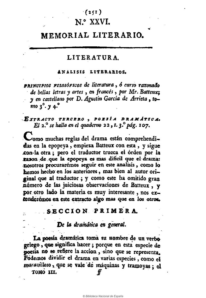 Análisis literarios. Principios de literatura. Extracto tercero. Tomos III y IV