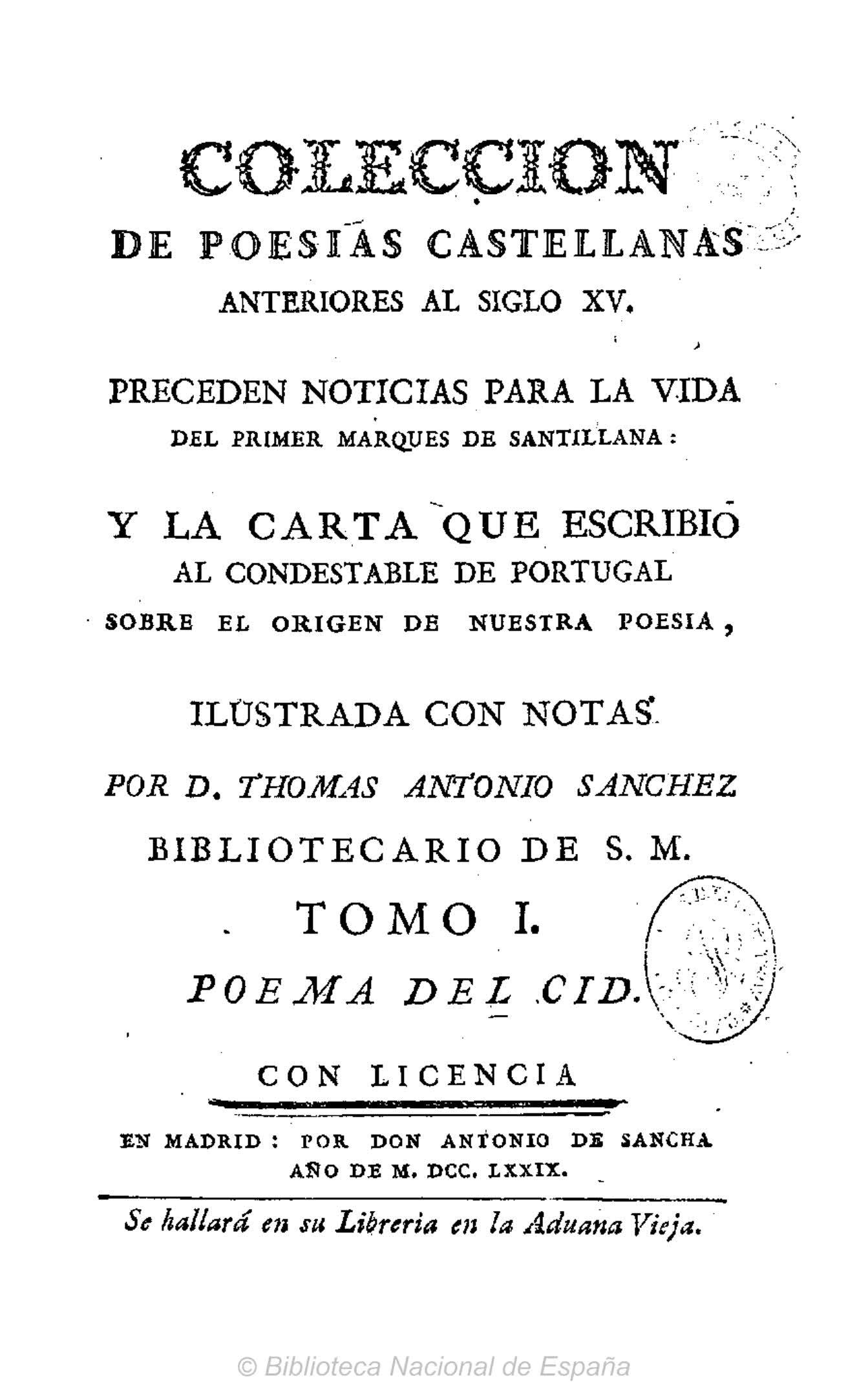 Colección de poesías castellanas anteriores al siglo XV, Tomo I
