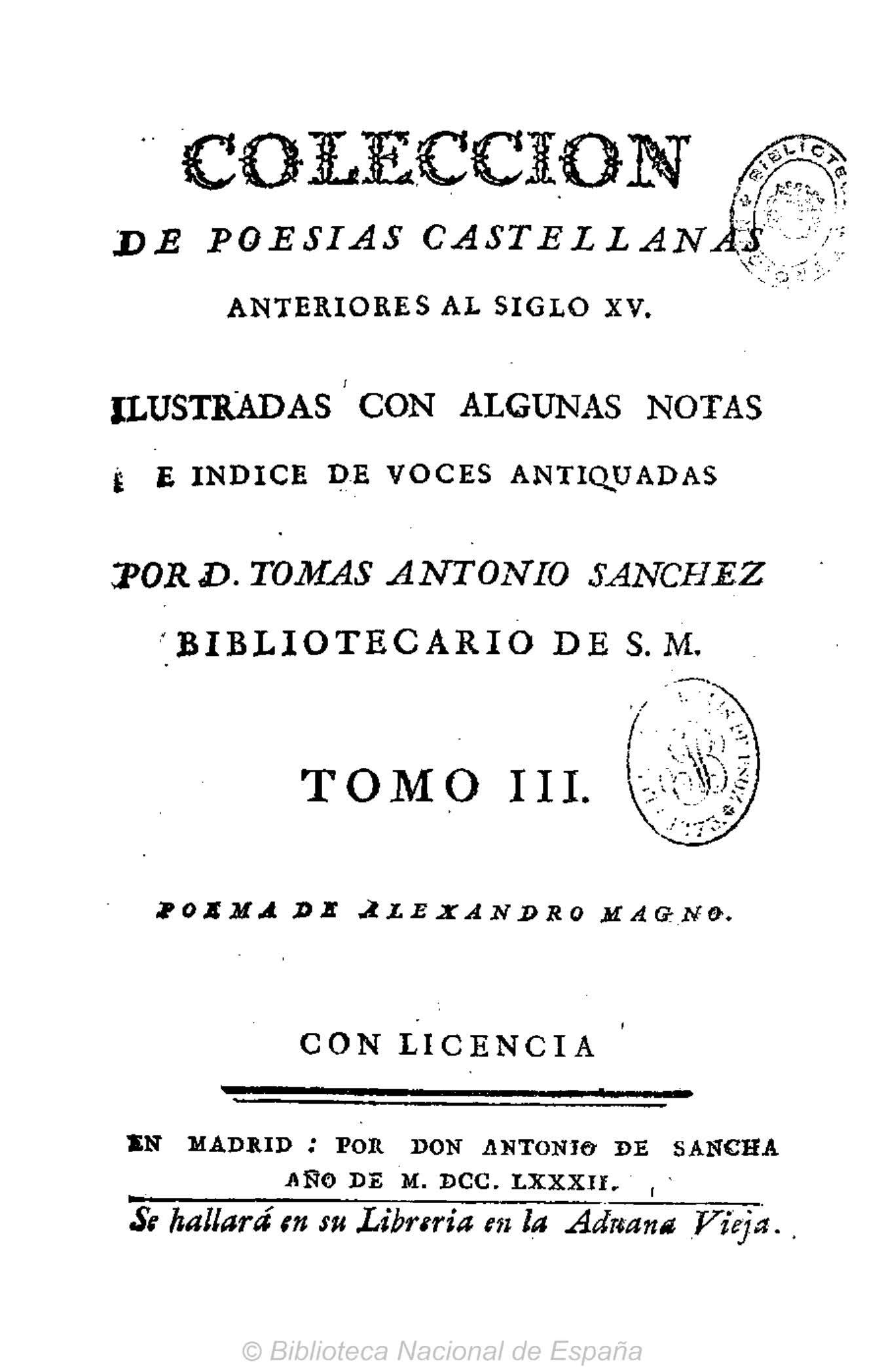 Colección de poesías castellanas anteriores al siglo XV, Tomo III
