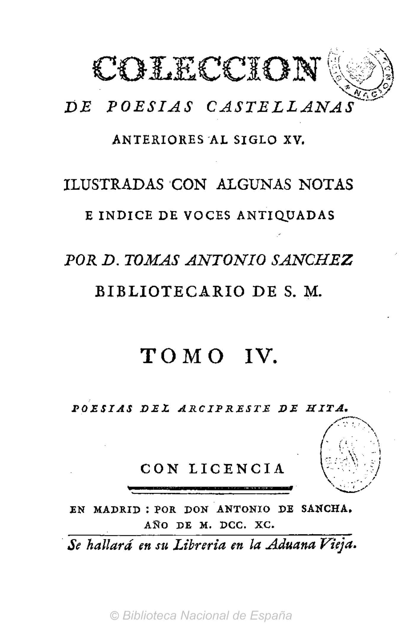 Colección de poesías castellanas anteriores al siglo XV, Tomo IV