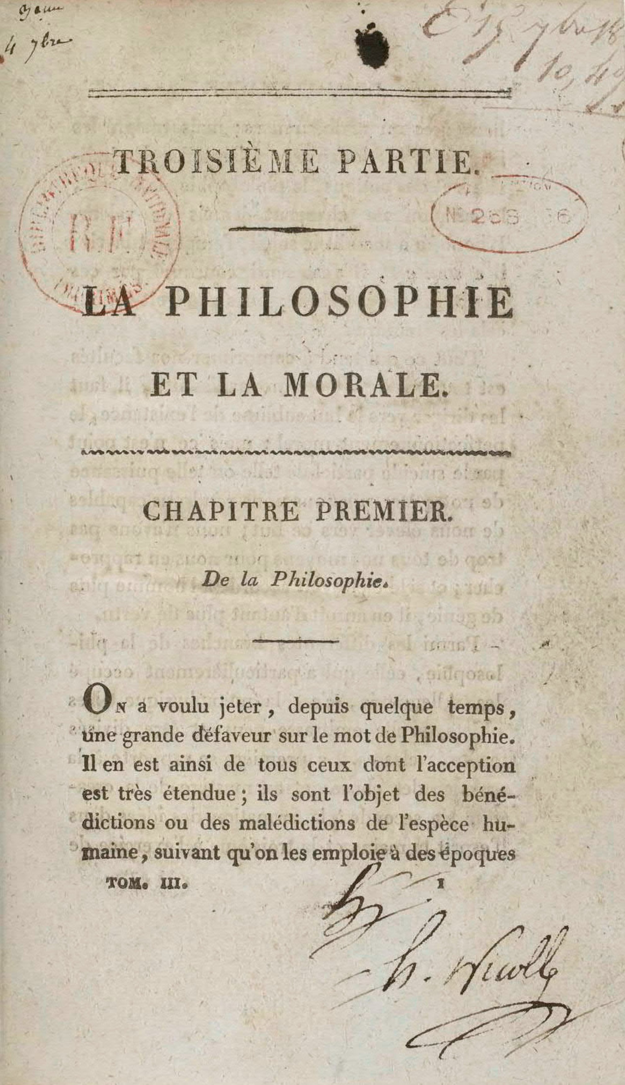 De l'Allemagne. La philosophie et la morale, Tome troisème