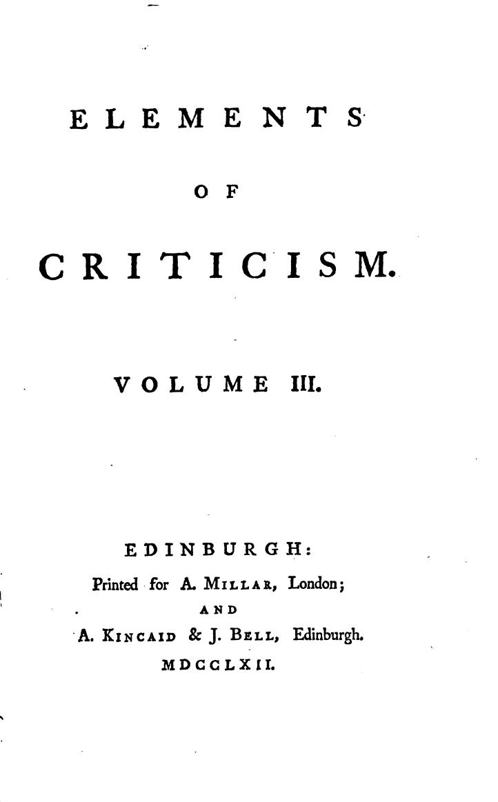 Elements of Criticism. Volume III