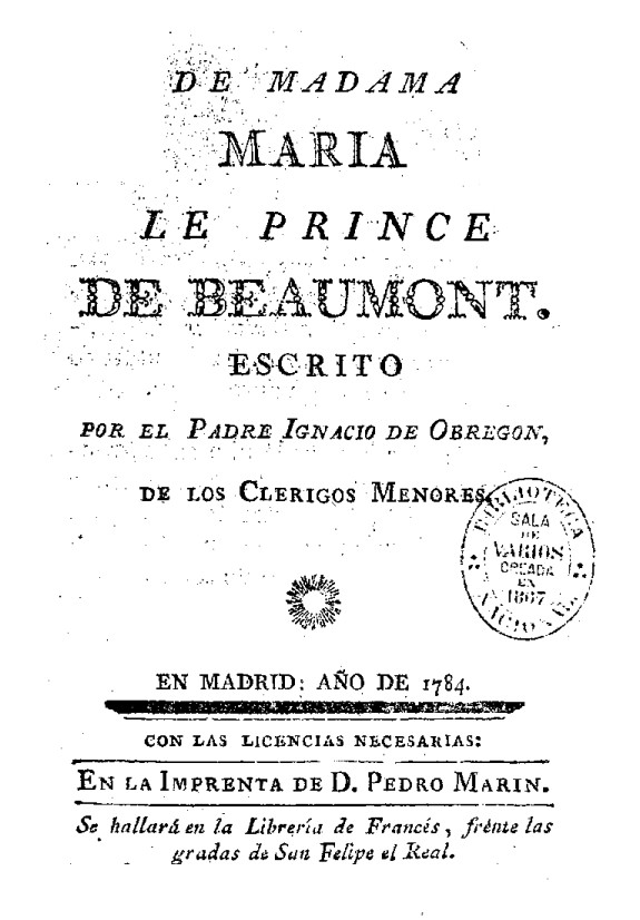 Elogio histórico de Madama María le Prince de Beaumont