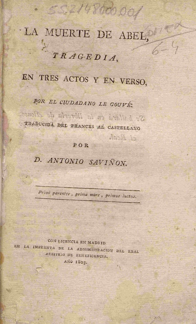 La muerte de Abel, tragedia en tres actos y en verso