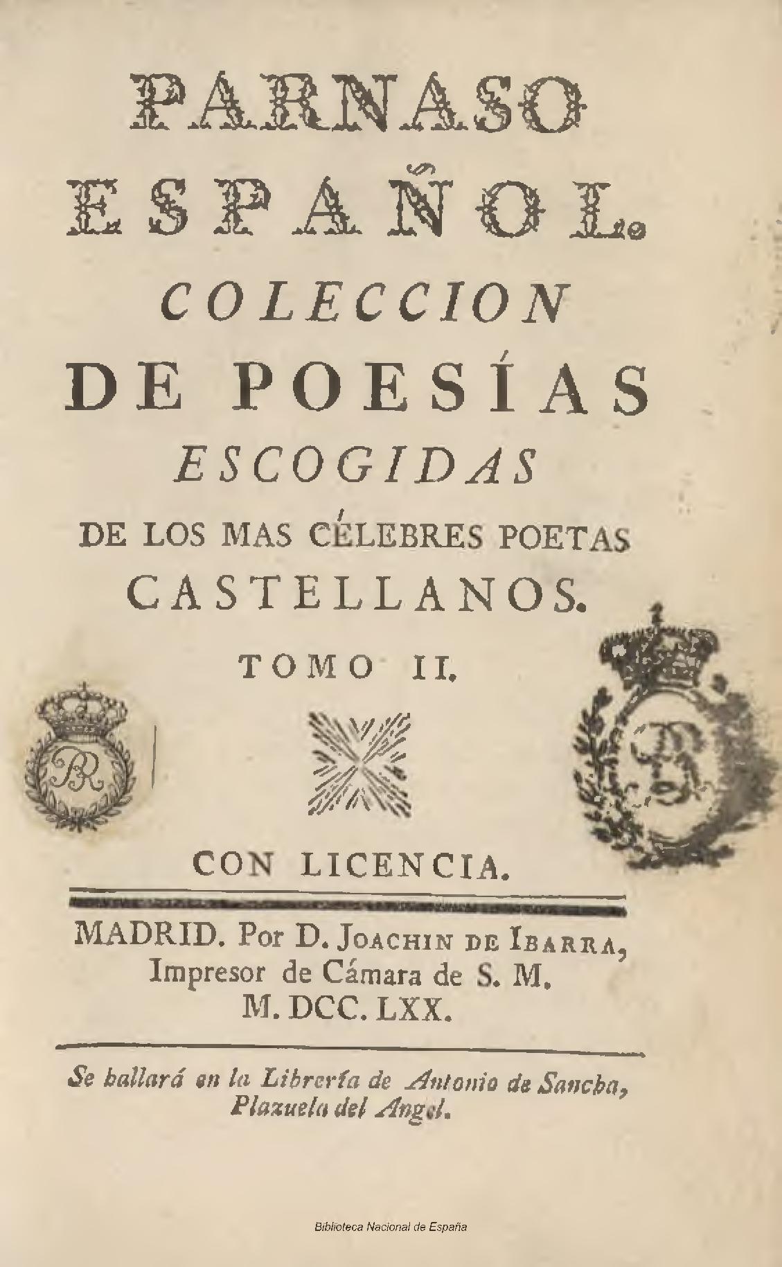 Parnaso español. Colección de poesías escogidas de los más célebres poetas castellanos, Tomo II